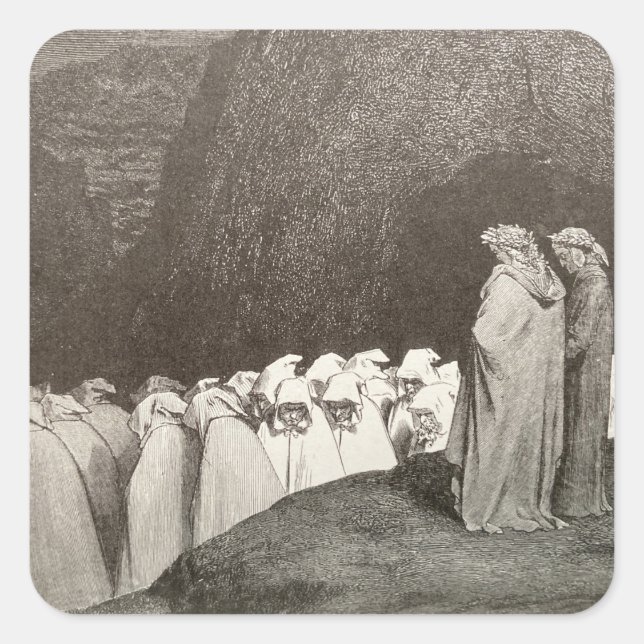 Dante und Virgil - Heuchler Quadratischer Aufkleber (Vorderseite)