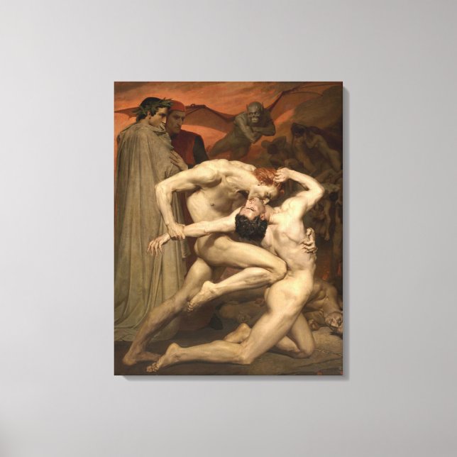 Dante und Virgil in Hell (von Bouguereau) Leinwanddruck (Vorderseite)