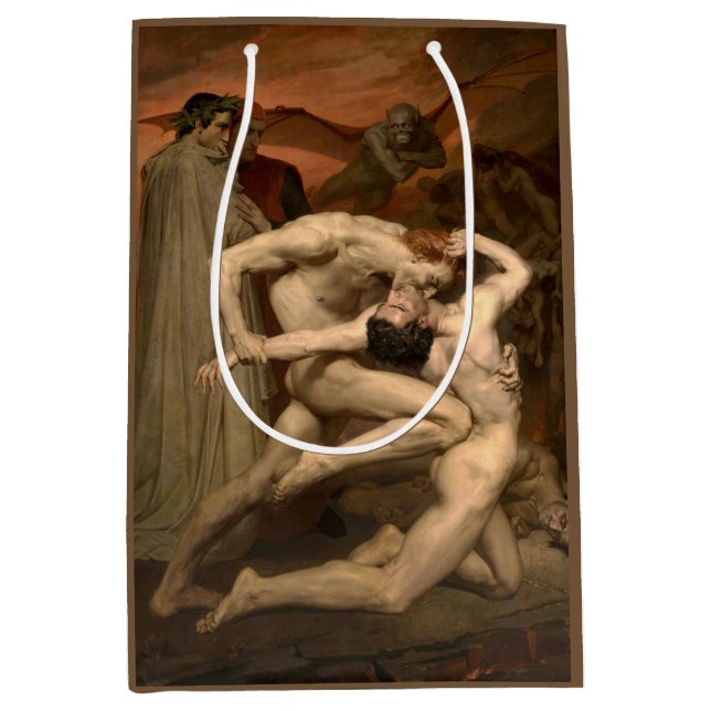 Dante und Virgil in Hell (von Bouguereau) Mittlere Geschenktüte (Vorderseite)