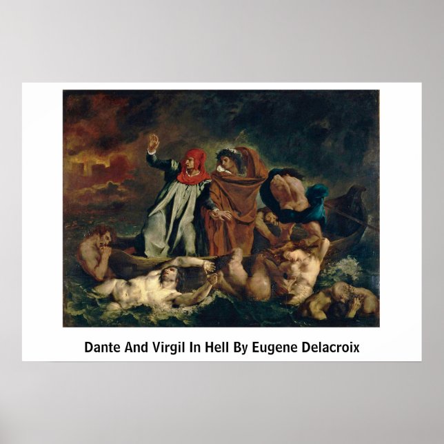 Dante und Virgil in Hell von Eugene Delacroix Poster (Vorne)