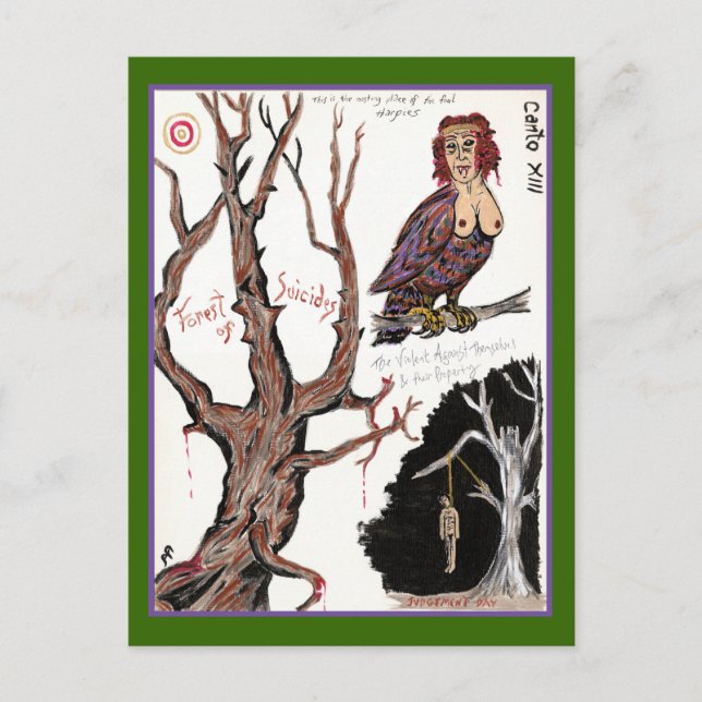 Dante's Inferno, Canto XIII Postkarte (Vorderseite)