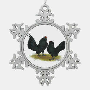 D'Anvers Black Bantams Schneeflocken Zinn-Ornament
