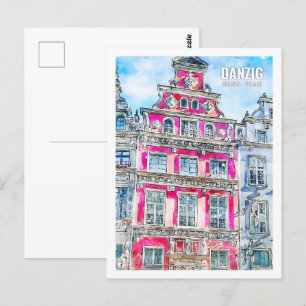 Danzig Gdansk Polen Reisen Wasserfarbsketch Postkarte