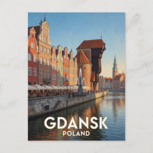 Danzig Langer Markt Polen Reise Szene Postkarte