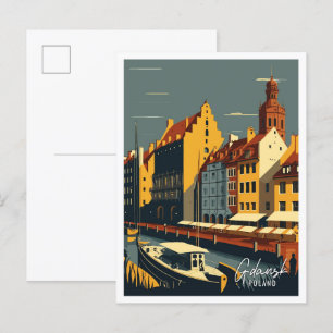 Danzig Polen Kunst Vintage-Reiseillustration Postkarte