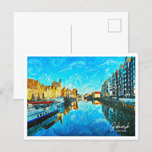 Danzig Polen Schönes Ölbild Landschaft Postkarte