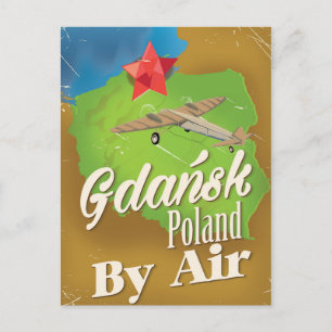 Danzig Polen Vintages Flugplakat Postkarte