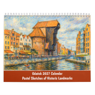 Danziger Pastell-Skizzen historischer Wahrzeichen Kalender