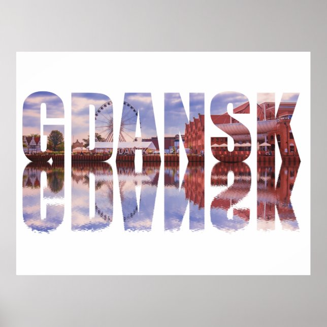 Danziger Text mit Blick auf die Altstadt, Reflexio Poster (Vorne)