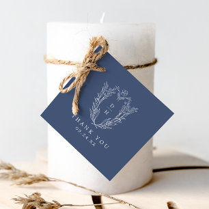 DAPHNE Botanical Dark Blue Navy Hochzeit Vielen Da Geschenkanhänger