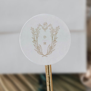 DAPHNE Botanical Gold White Extravagant Wedding Mo Runder Aufkleber