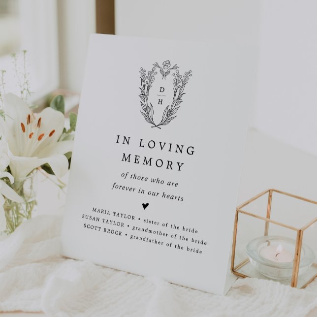 DAPHNE Elegant zum Gedächtnisfest Sockelschild (DAPHNE Elegant In Loving Memory Wedding Memorial Pedestal Sign)