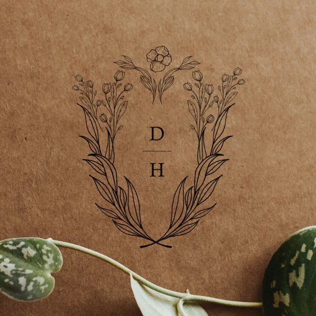 DAPHNE Monogram Greenery Wedding Rubber Briefmarke Gummistempel (DAPHNE Monogram Greenery Wedding Rubber Stamps)