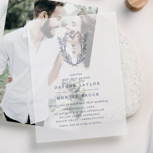 DAPHNE Navy Blue Botanical Simple Elegante Hochzei
