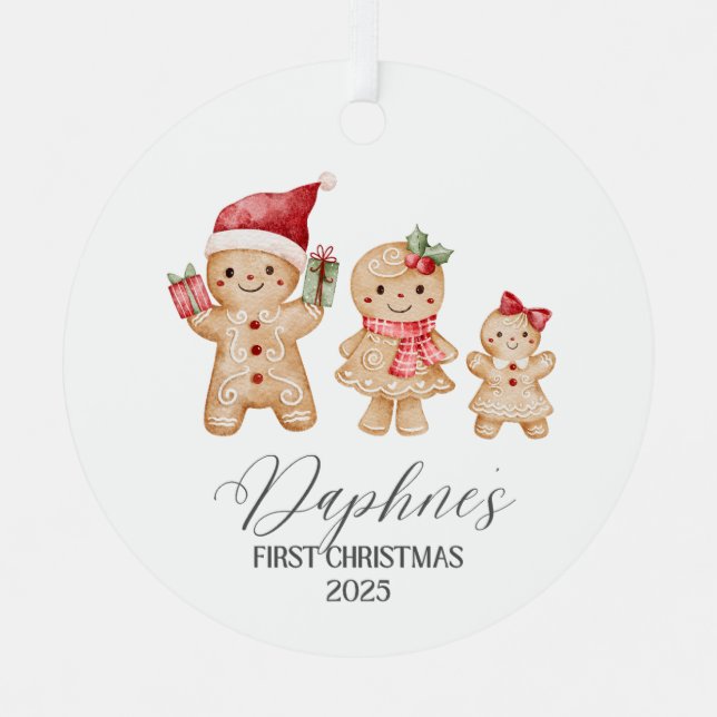 Daphne Personalized Baby's First Christmas Ornament Aus Metall (Vorderseite)