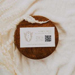 DAPHNE QR Code Gold White Wappen Wedding RSVP Card Begleitkarte