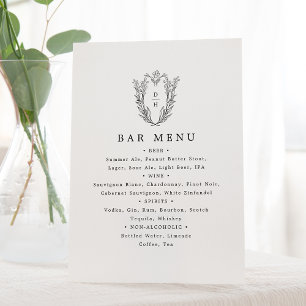 DAPHNE Schwarz-weiß Vintage Wedding Bar Menu Signa Sockelschild