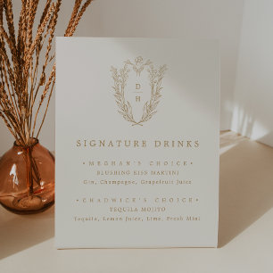 DAPHNE Simple Cream Gold Wedding Signature Drink Sockelschild