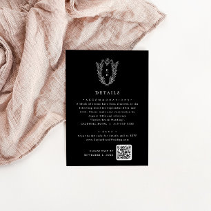 DAPHNE Simple Dark Black Botanical Wedding Details Begleitkarte