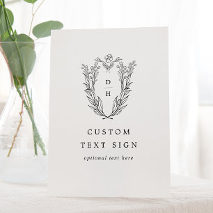DAPHNE Vintage Schwarz-weiße Elegante Custom Weddi Sockelschild