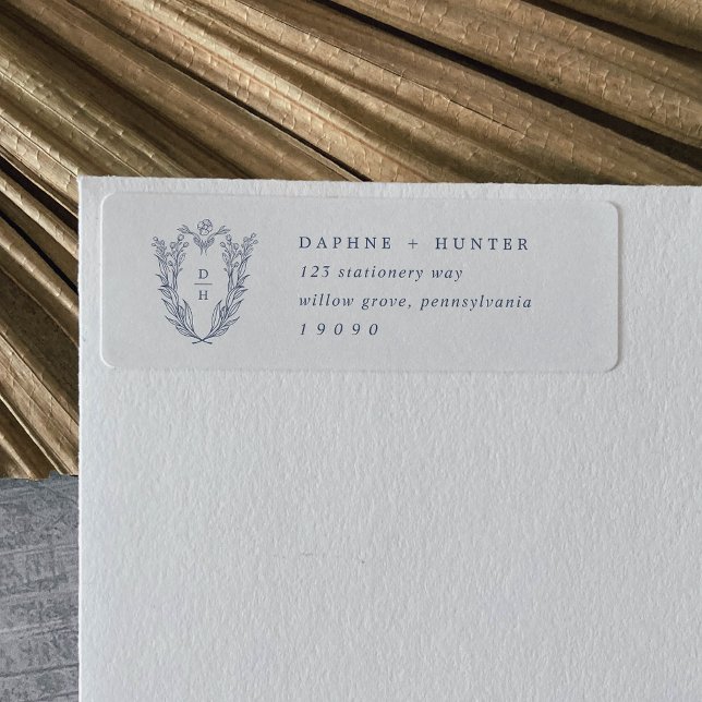 DAPHNE White Blue Botanic Rücksendeadressen-Aufkle (DAPHNE White Blue Botanical Return Address Labels)