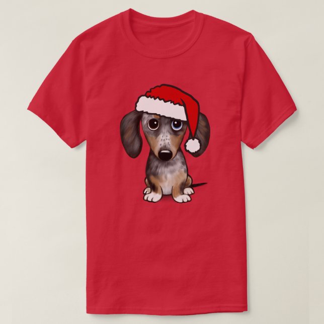 Daple Dackel Santa Dackel Hund Weihnachten T-Shirt (Design vorne)
