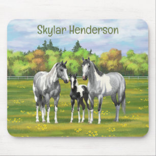 Daple Gray Pinto Paint Horses In Summer Pasta Mousepad