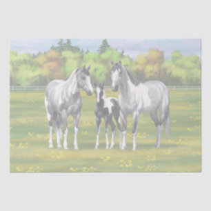 Daple Gray Pinto Paint Horses In Summer Pasta Seidenpapier