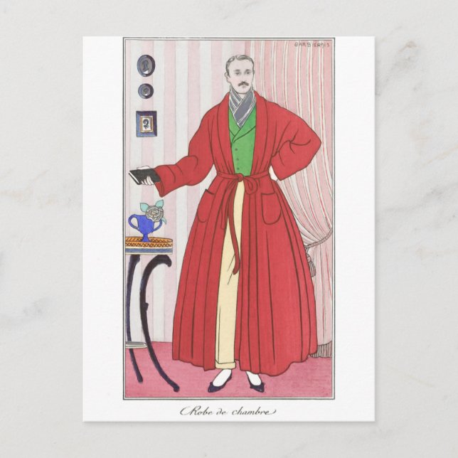 Dapper 1913 Man Wearing Robe von Georges Barbier Postkarte (Vorderseite)