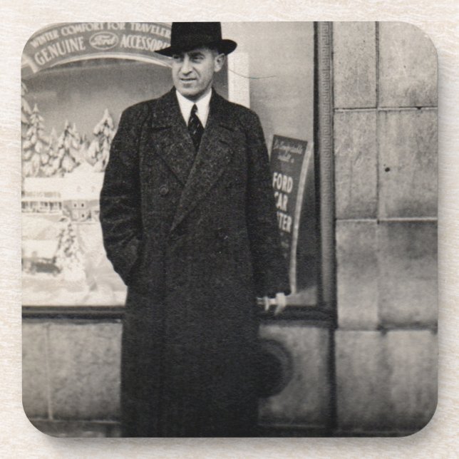 Dapper 1930er Mann Foto Getränkeuntersetzer (Vorderseite)