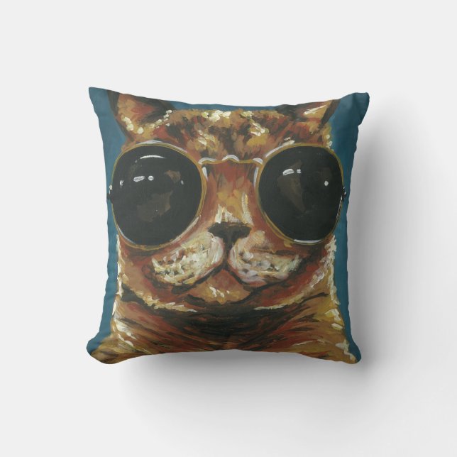 Dapper Animal | Kitty in Sonnenbrille Kissen (Vorderseite)