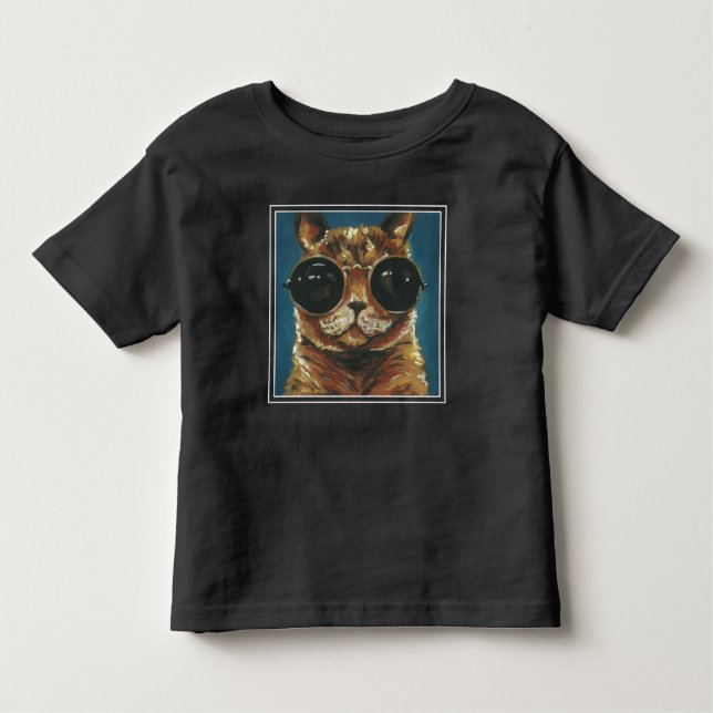 Dapper Animal | Kitty in Sonnenbrille Kleinkind T-shirt (Vorderseite)