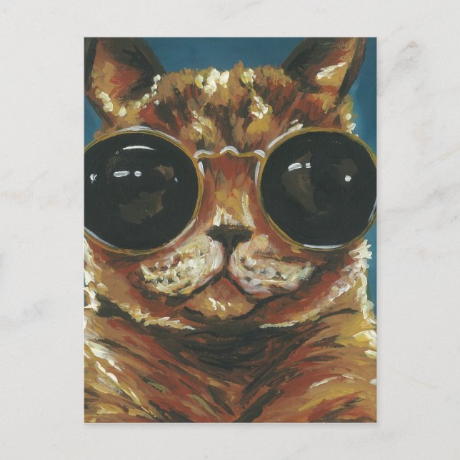 Dapper Animal | Kitty in Sonnenbrille Postkarte (Vorderseite)