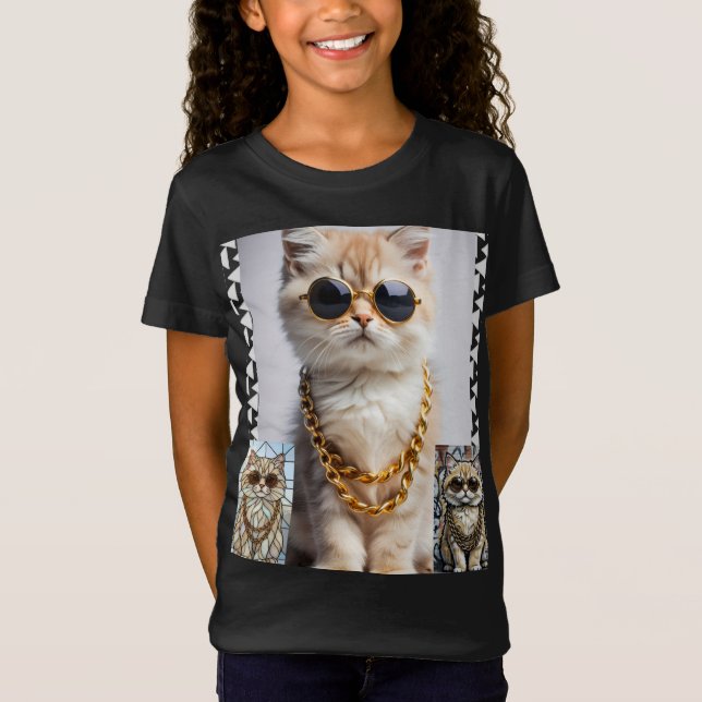 Dapper Animal | Kitty In Sunglasse  – Personalized T-Shirt (Vorderseite)
