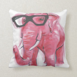 Dapper Animal   Rosa Elefant in Brille Kissen