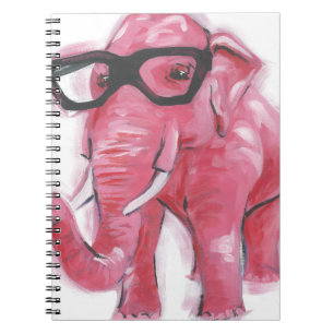 Dapper Animal Rosa Elefant in Brille Notizblock