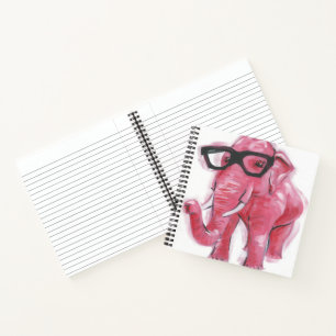 Dapper Animal Rosa Elefant in Brille Notizbuch