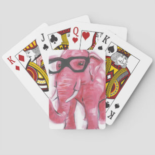 Dapper Animal Rosa Elefant in Brille Spielkarten
