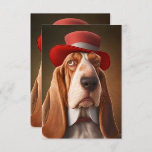 Dapper Basset Hound mit Red Hat Dankeskarte
