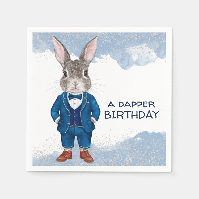 Dapper Boy Bunny in einem Blue Anzug Party Serviette (Vorderseite)