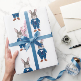 Dapper Bunny in einem Blue Bowtie und Anzug Party Geschenkpapier