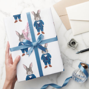 Dapper Bunny in einem Blue Bowtie und Anzug Party Geschenkpapier