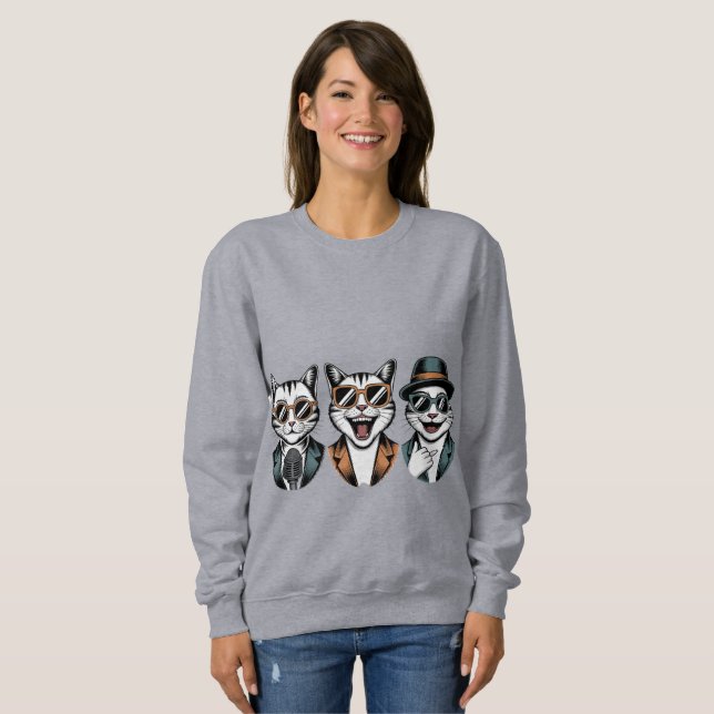 Dapper Cats - Stylish Funny Trio Portrait  Sweatshirt (Vorne ganz)