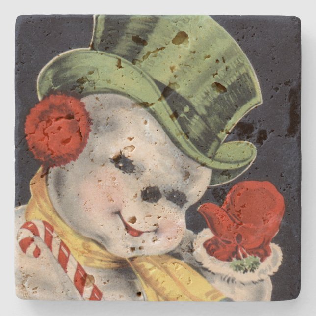 Dapper Christmas Snowman Steinuntersetzer (Vorderseite)