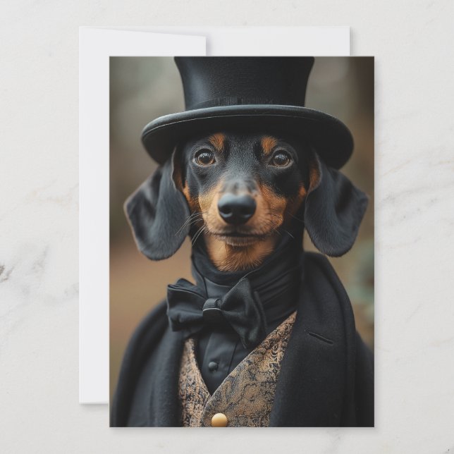 Dapper Dackel in eleganter Viktorianischer Einrich Einladung (Vorderseite)