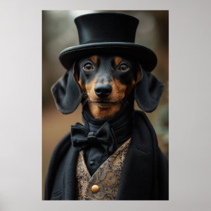 Dapper Dackel in eleganter Viktorianischer Einrich Poster
