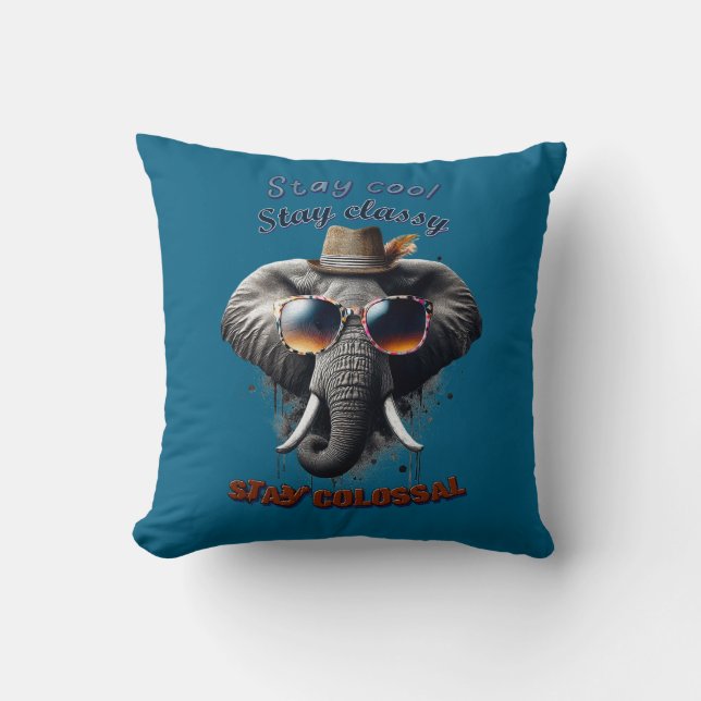Dapper Elephant: Urban Cool Throw Kissen (Vorderseite)
