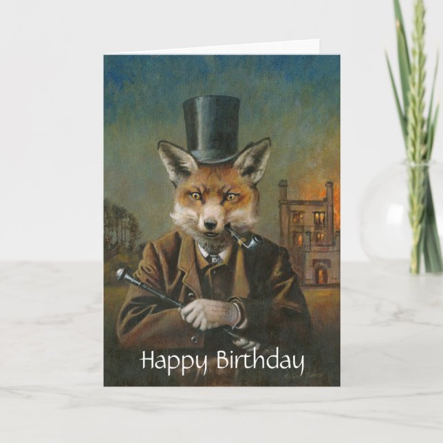 Dapper Fox Geburtstagskarte Karte (Vorderseite)