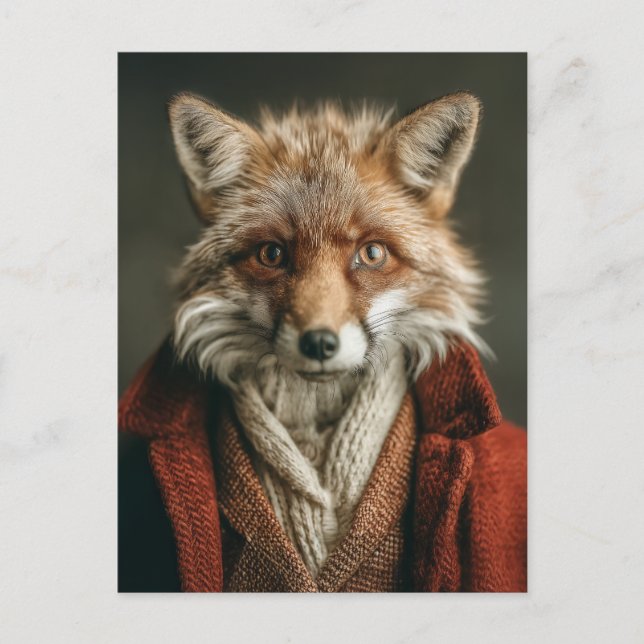 Dapper Fox in Cosy Style Postkarte (Vorderseite)