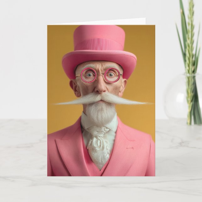 Dapper Gentleman in Pink Einladung (Vorderseite)